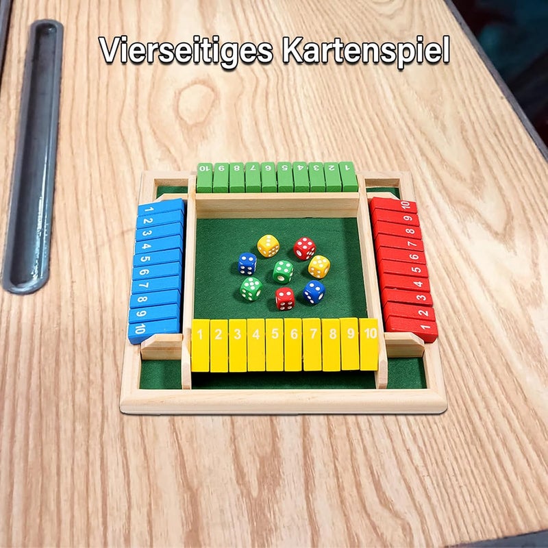 Billowvolve Shut The Box Dice Game 1-4 Players 10 Numbers Wooden Dice Game Traditional Bar Table Mat Game Enhances Math and Decision-Making Skills for Kids and Adults - Image 2